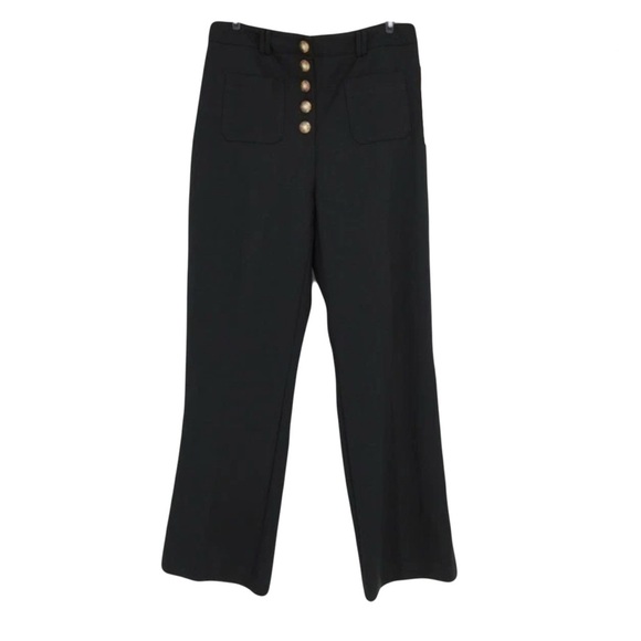 House of Harlow 1960 Wide Leg Button Front Corduroy Patch Pocket Pants Navy Sz 6 - Picture 2 of 8